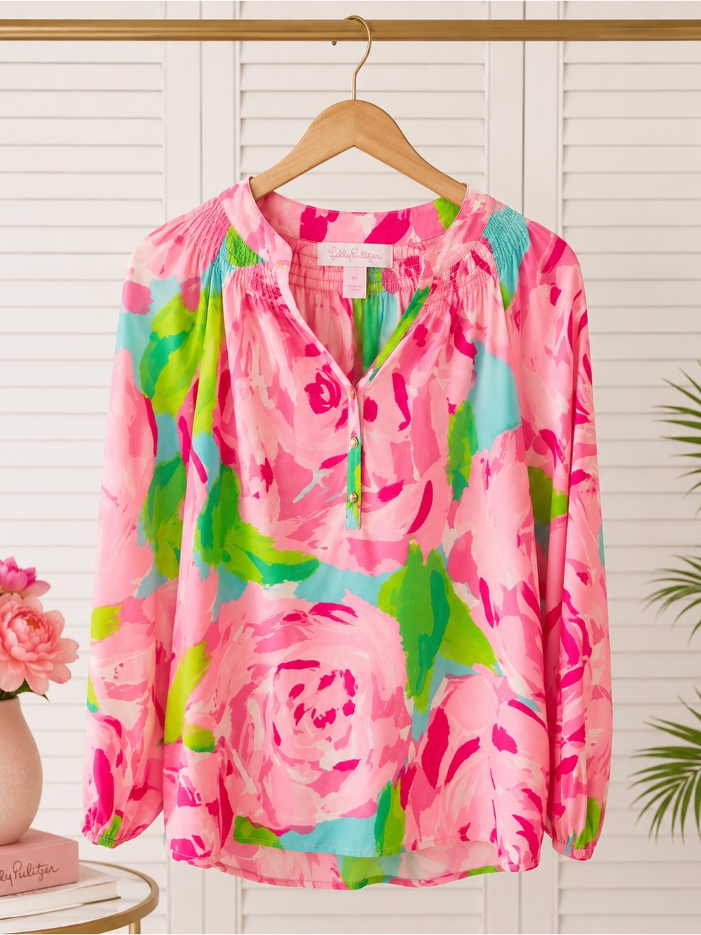 Lilly Pulitzer HOTTY First Impression Elsa 100% Silk Top Blouse XS  RARE